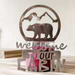 Bear Welcome To Our Cabin Candle Holder
